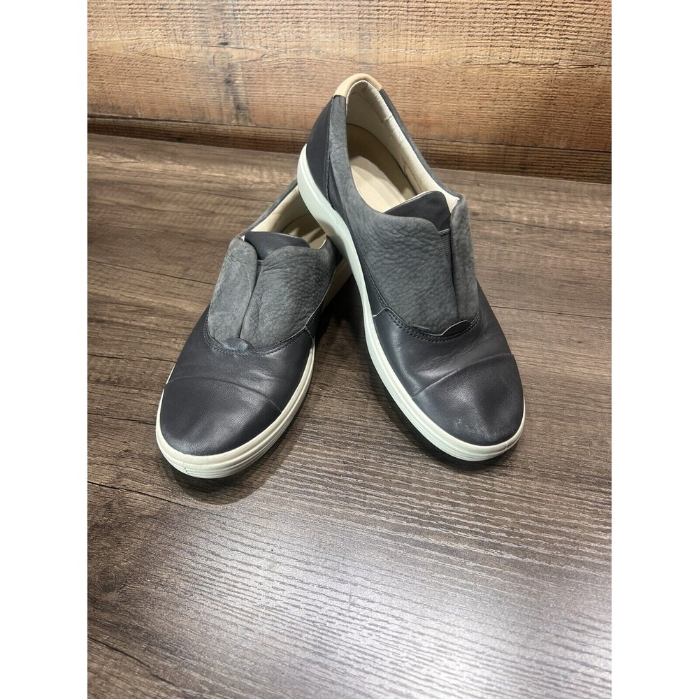 Ecco Women’s Gray Leather Slip On Summer Sneakers Shoes Size 38 EU 7 US